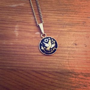 Spanish Damascene pendant - gold and black